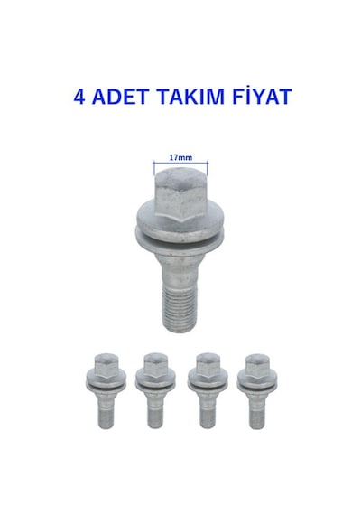 Bijon Civatası Çelik Jant 4 Adet Tk. Aa.17mm Ym 12x1.25x17 Peugeot Cıtroen Ds Opel Fıat