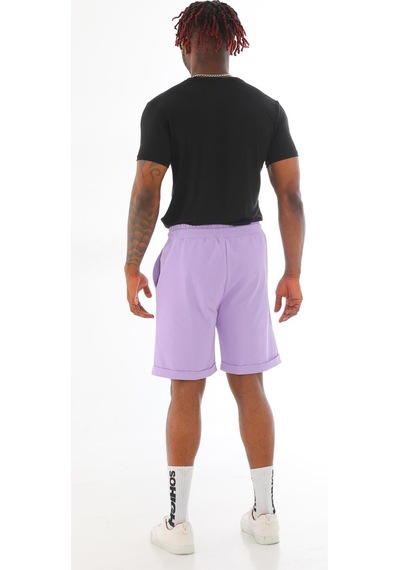 Penyebizden Erkek Regular Fit Duble Paça %100 Pamuklu Şort-lila