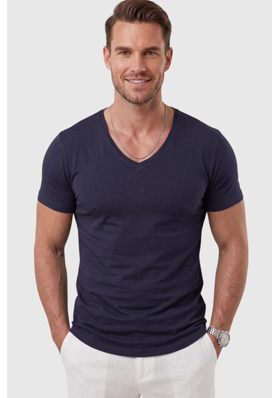 Rizzup Lacivert Erkek Slim Fit Derin V Yaka Basic Tişört %90 Pamuk Likralı Asimetrik Kesim 2602265 Rizzup Lacivert Erkek Slim Fit Derin V Yaka Basic Tişört %90 Pamuk Likralı Asimetrik Kesim 2602265