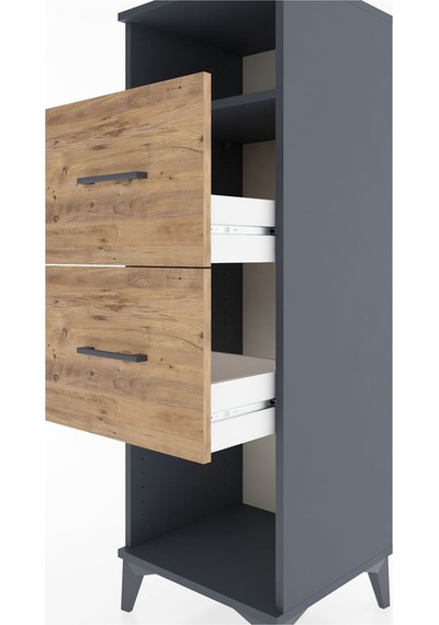 Hyperion Dolap Tek Raflı 2 Çekmeceli 44x44x134 Antrasit-çam Antrasit