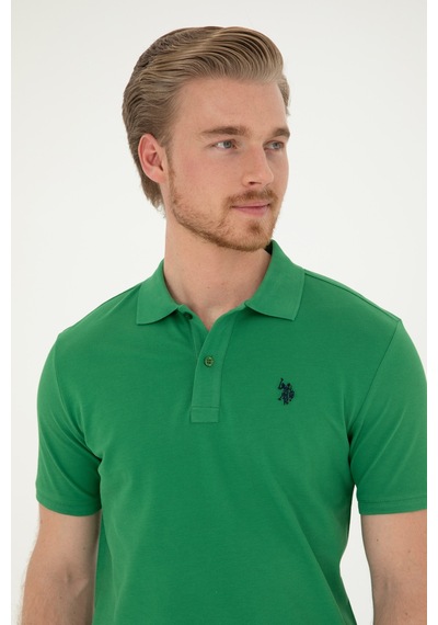 U.S. Polo Assn. Erkek Slim Fit Polo Yaka Yeşil Basic Tişört 50279573-VR054
