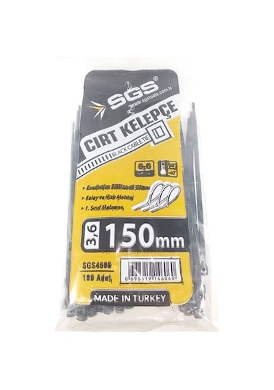 Sgs Cırt Kelepçe 3,6 X 150 Mm Siyah