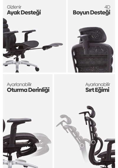 Rosso Ergonomik Çalışma Koltuğu - Siyah