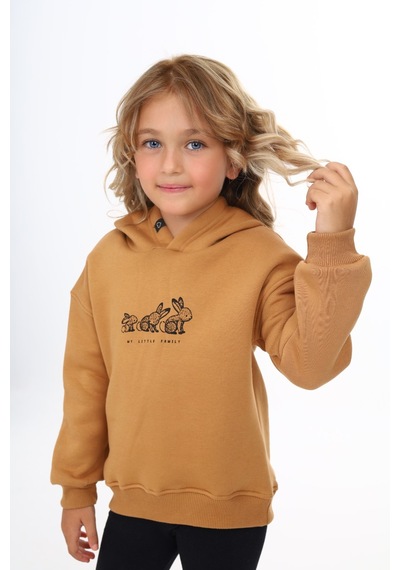 Toontoy Kids Toontoy Kız Çocuk Baskılı Sweatshirt Kahverengi