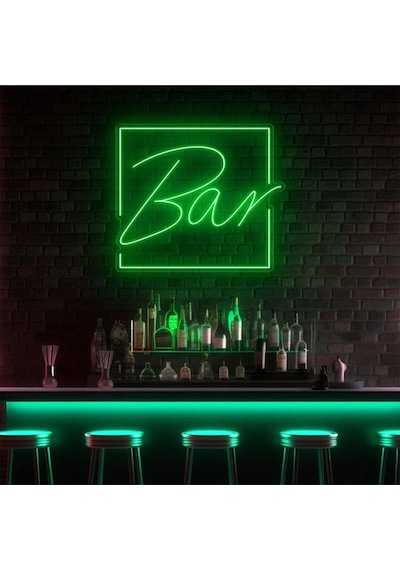 Bar Yazılı Neon Tabela Yeşil