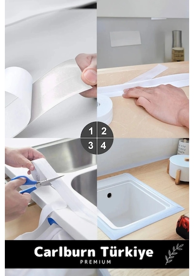 Premium Su Geçirmez Sızdırmaz Dayanıklı Lavabo Pvc Yağ Kenar Küf Önleyici 3.2m 2 Adet İzolasyon Bant