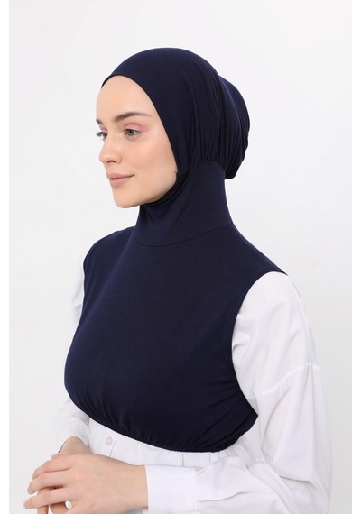 Altobeh Sıfır Kollu Boyunluklu Boneli Yarım Body Lacivert Çok Renkli