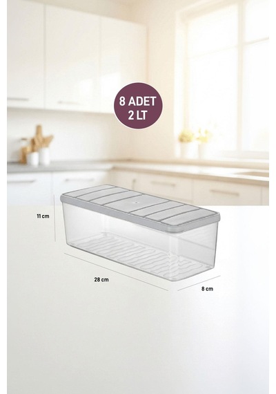 Selka Home 8 Adet 2 Lt. Nora Organizer Buzdolabı Buzluk Düzenleyici Saklama Kabı