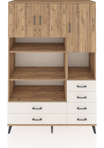 Hyperion Dolap 9 Raflı 6 Çekmeceli 3 Kapaklı 132x44x195 Çam-ç... Çam