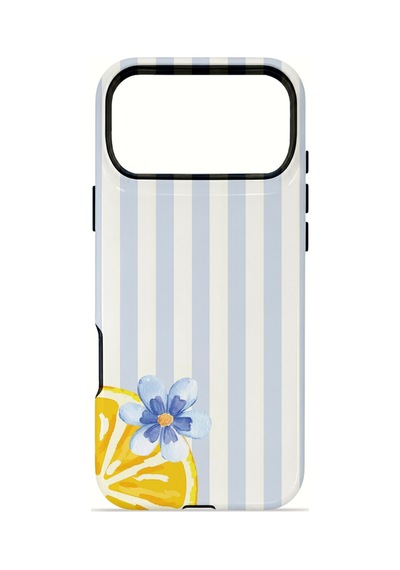 Apple iPhone Uyumlu 17 Pro Vorian Çift Katmanlı Magsafe Kılıf Blue Lemon Blossom