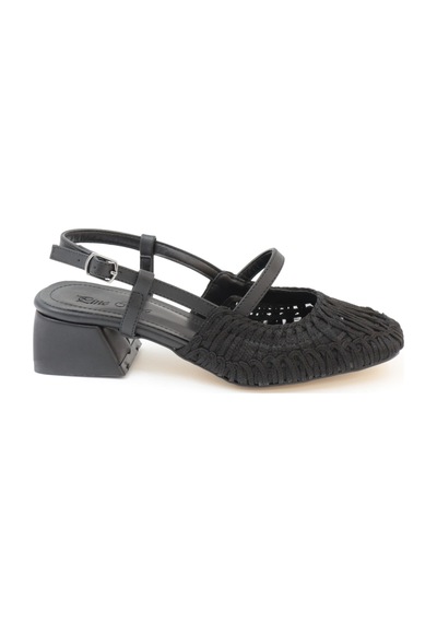 Nesilshoes Nesil Shoes Pine 2023 Siyah Topuklu Örgü Kadın Sandalet