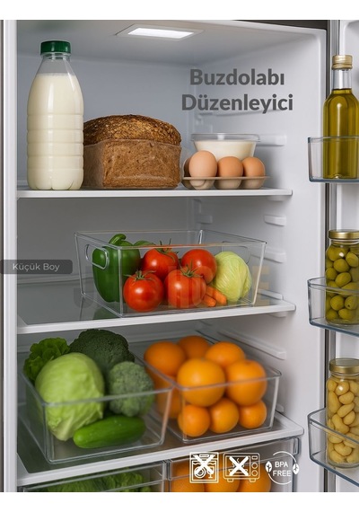 Jet's Home Buzdolabı İçi Düzenleyici Saklama Organizeri Bpa Free Düzenleyici Darbeye Dayanıklı 27x18x9 Cm Şeffaf