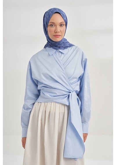Armanda Cotton Monogram Geometrik Desen Şal 3120 İndigo