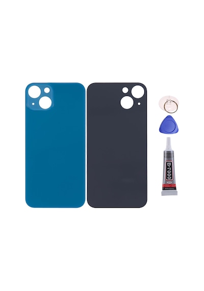 Apple Uyumlu iPhone 13 Mavi Arka Kapak Batarya Kapağı Pil Kapağı Yapışkan Ve Sökme Aparatıyla Beraber Full Set Mavi