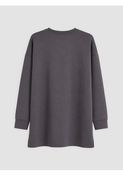 Lcw Everyday Gri Soft Touch Oversze Kadın Sweatshirt Tunik Diğer