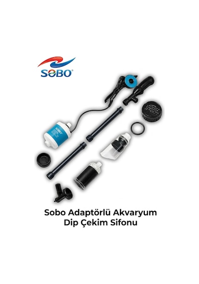 Sobo Bo-068 Adaptörlü Akvaryum Dip Çekim Sifonu 2000 L/h 12v Dip Temizleme Ve Su Değişim Pompası