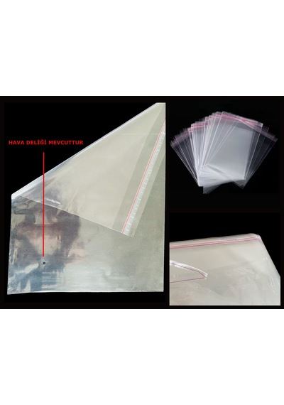 Hg Ambalaj 50 Adet 20x35 Cm Bantlı Yapışkanlı Şeffaf Opp Jelatin Poşet 20x30+5