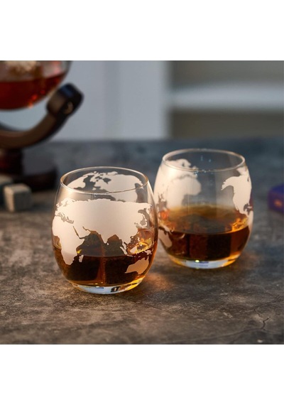 850 Ml Viski Dekanter Seti 2 Oyma Bardak, Paslanmaz Çelik Huni Ve 9 Viski Taşı