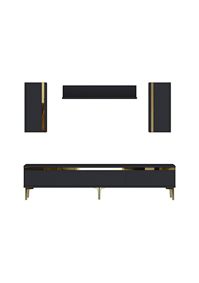 Tvr1898ag - Anka Tvr180 Tv Ünitesi Takım , Tv Sehpası Antrasit-gold 180cm