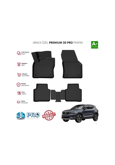 Volvo Xc40 Araca Özel 3d Paspas 2018 2019 2020 2021 2022 2023 2024
