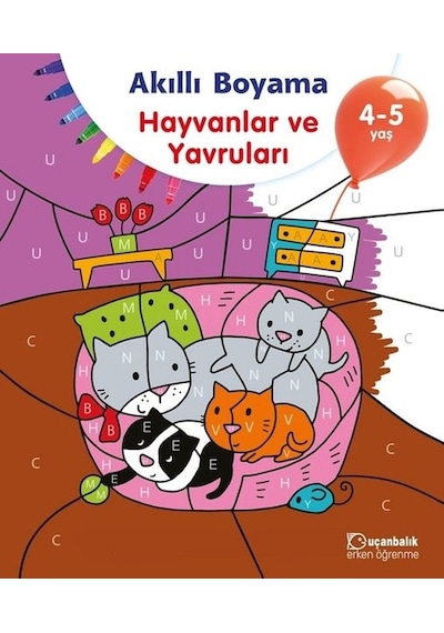Akıllı Boyama-Hayvanlar ve Yavruları 4-5 Yaş- Uçanbalık Yayıncılık