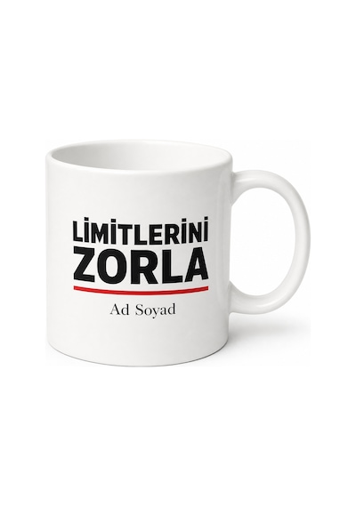 Limitlerini Zorla Yazılı Baskılı Kupa Bardak Motivasyon Hediye Özel Tasarım Beyaz / Çok Renkli