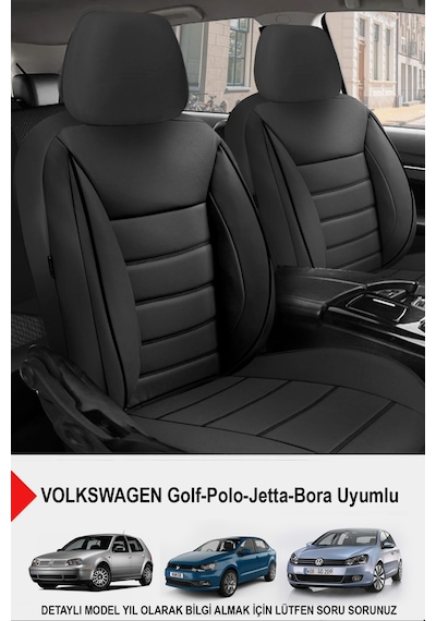 Jet Deri Oto Koltuk Kılıfı- Volkswagen Bora-golf-jetta-polo Uyumlu Siyah
