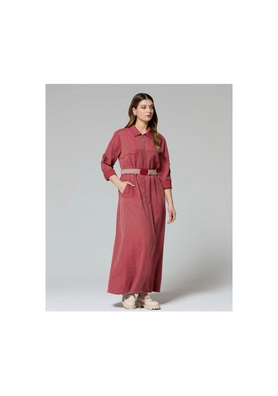 Fuat Gürsen Kemerli Elbise Bordo - 715086443 Bordo