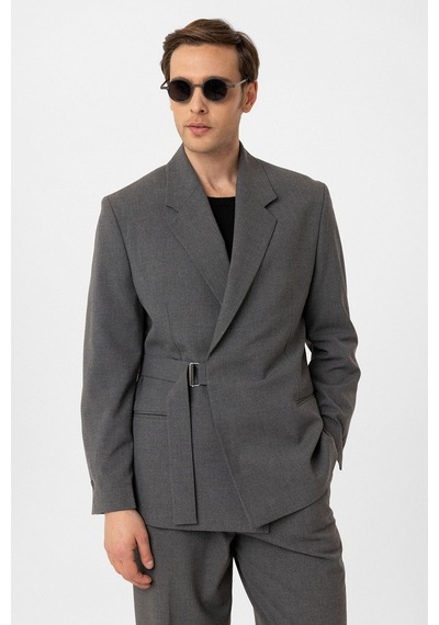 Antioch Kuşaklı Relax Fit Erkek Blazer Ceket Gri