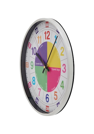 Slim Öğretici Çocuk Odası Saati - 30 Cm Çok Renkli