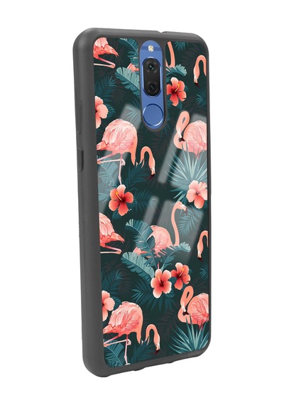 Huawei Mate 10 Lite Flamingo Leaf Tasarımlı Glossy Telefon Kılıfı Çok Renkli