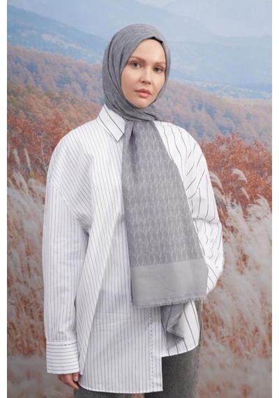 Armanda 70 X 190 Cotton Monogram Desen Şal - Ar 3098 03046 - 70 X 190 / Gümüş