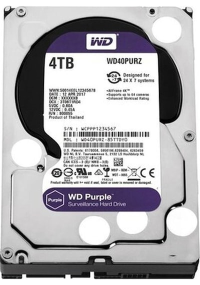 Wd Wd40purz Purple 3.5'' 4tb Sata 3.0 64mb Cache 7/24 Güvenlik Harddisk