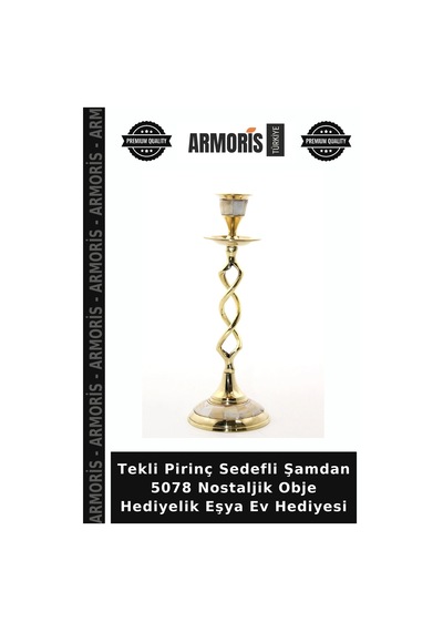 Tekli Pirinç Sedefli Şamdan 5078 Nostaljik Obje Hediyelik Eşya Ev Hediyesi Çok Renkli