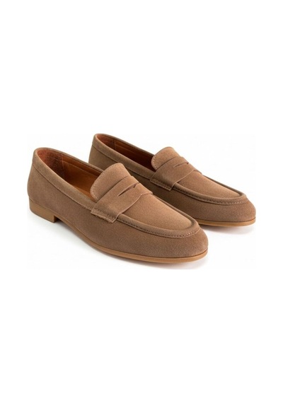 Ne&ve Shoes Vizon Süet Hakiki Deri Kadın Loafer Ayakkabı