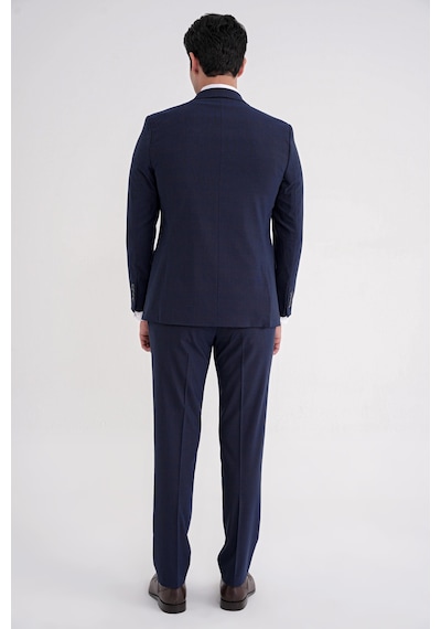 Efor Slim Fit Çift Yırtmaç Ekoseli Esnek Yünlü Yelekli Klasik Lacivert Takım Elbise Tk 934 Lacivert Efor Slim Fit Çift Yırtmaç Ekoseli Esnek Yünlü Yelekli Klasik Lacivert Takım Elbise Tk 934 Lacivert