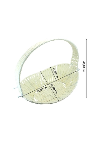 Saplı Oval Kumaş Süslü Sepet 41 Cm Büyük Boy Taş Rengi Taş