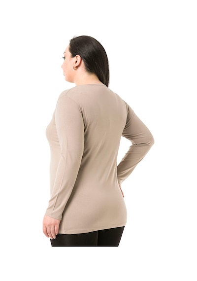 Disentis Büyük Beden Bisiklet Yaka Uzun Kollu Viskon Kum Rengi Body Kum Kum Rengi