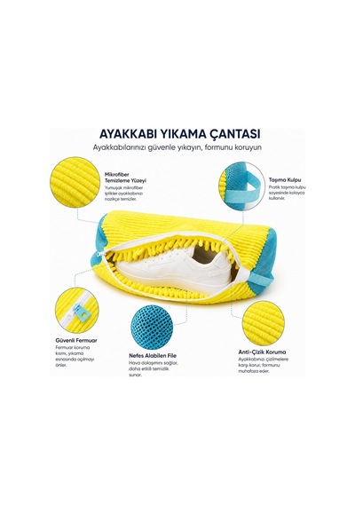 Mikrofiber Ayakkabı Yıkama Filesi Fermuarlı Ayakkabı Yıkama Torbası Makarna Tasarım Çamaşır Mak Standart