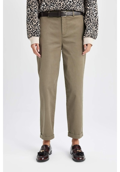 DeFacto Carrot Fit Kemerli Gabardin Pantolon Cepli Yüksek Bel Düz Paça D7413AX25SMKH260