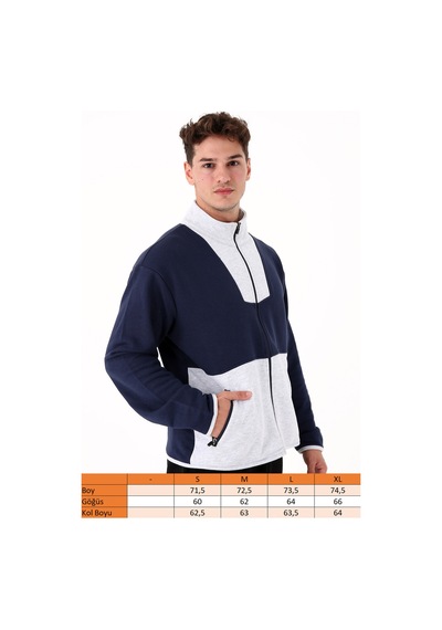 Scorp Spark Tam Fermuarlı Erkek Sweatshirt Lacivert Standart