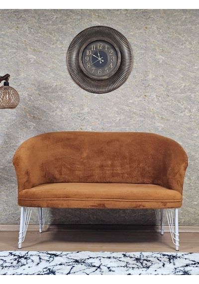 Zafir İkili Teddy Beyaz Boyalı Telli Ayak Çay Seti Koltuk İkili Berjer , Balkon, Salon, Ofis Kiremit