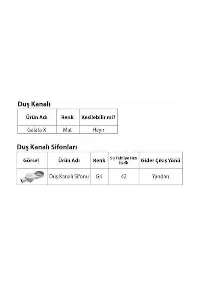 Hüppe Galata A Duş Kanalı Yandan Çıkışlı 60 Cm Mat Satine Satin