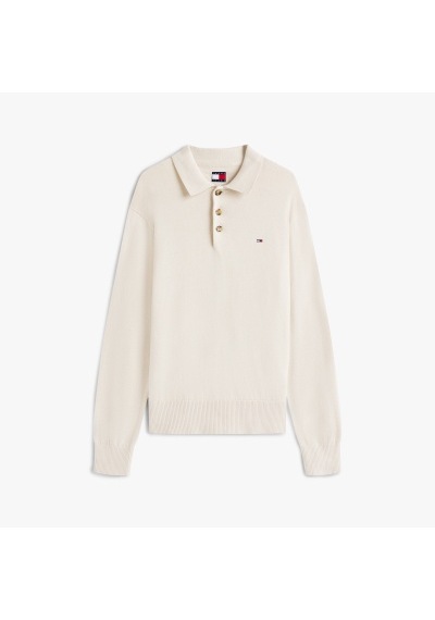 Tommy Hilfiger Tjm Slım Essentıal Polo Sweater Erkek Bej Kazak - Dm0dm20304