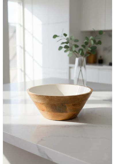 Mango Agacı Sunum Servis Kasesi & Dekoratif Kase 25 Cm Krem-1 Krem - Kahverengi