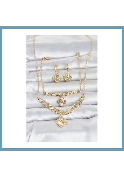 Bezos Gold Renk Pirinç Kolye Bileklik Ve Küpe Seti Mbt06