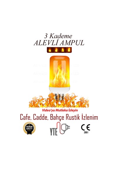 Alev Ampul 3 Kademeli Cafe Bahçe Cadde Rustik Görünüm İçin 5 W