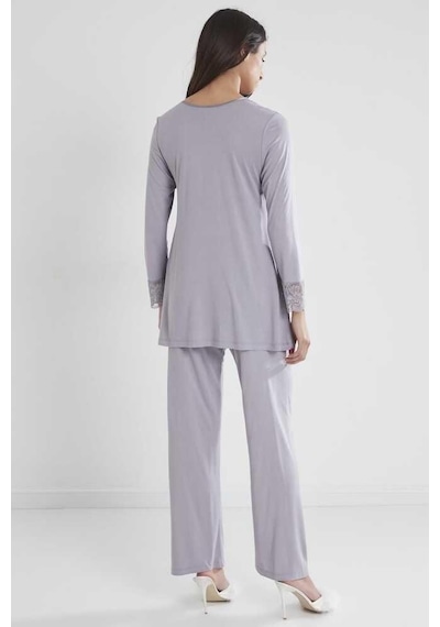 Pierre Cardin Kadın Penye Dantelli Pijama Takımı 1241 Royal 001