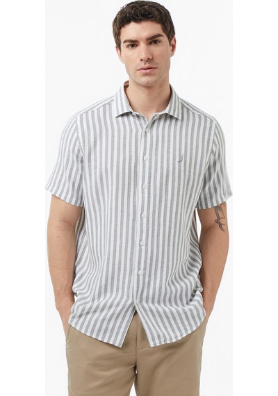 Nautica Erkek Yeşil Regular Fit Kısa Kollu Çizgili Gömlekçizgiliw65448t