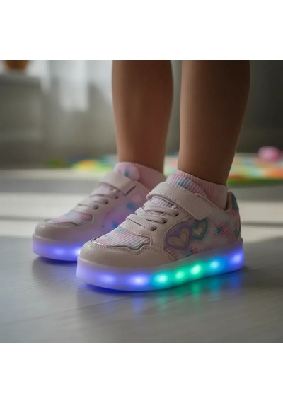 Tuğba Ortopedi 028 Kız Çocuk Led Işıklı Sneaker Pudra